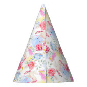 Aquarell-Einhorn-u. Pegasus-Muster Partyhütchen (Rückseite)