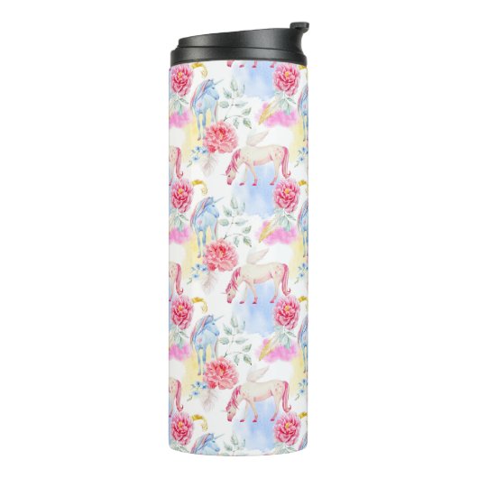 Aquarell-Einhorn-u. Pegasus-Muster Thermosbecher (Nach links gedreht)