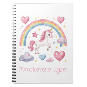Aquarell Einhorn und Regenbogen benutzerdefinierte Notizblock