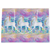 Aquarell-Einhörner Große Geschenktüte (Vorderseite)