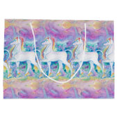 Aquarell-Einhörner Große Geschenktüte (Rückseite)