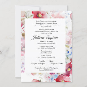 Aquarell-Einladung zum Quinceañera-Fest Einladung