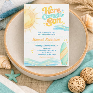 Aquarell-Einladung zur Babyparty 'Here Comes the S Einladung