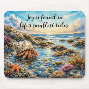 Aquarell-Einsiedlerkrebs erkundet Gezeitentümpel m Mousepad