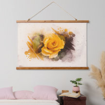 Aquarell-Einzige-Gelbe-Rose