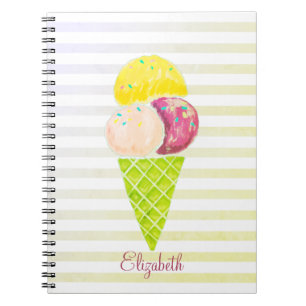 Aquarell-Eis,gestreift Notizblock