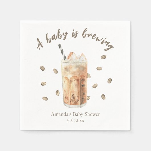 Aquarell-Eis-Kaffee-Brühen-Baby-Party Serviette (Vorderseite)