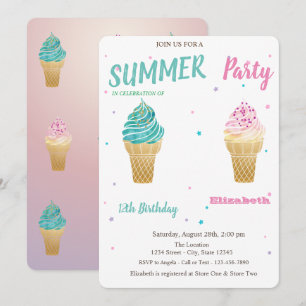 Aquarell Eis Sterne Geburtstag Einladung