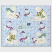 Aquarell-Eisbär-Weihnachtsgeschenk-Verpackung Geschenkpapier (Flach)