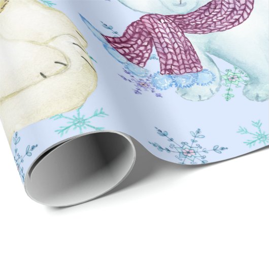 Aquarell-Eisbär-Weihnachtsgeschenk-Verpackung Geschenkpapier (Rolleneckpunkt)