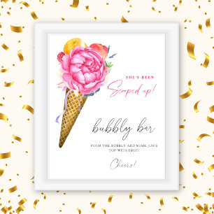 Aquarell-Eiscreme - sprudelnde Bar Poster