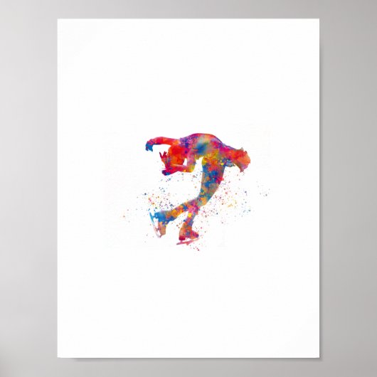 Aquarell-Eislaufen Poster (Vorne)