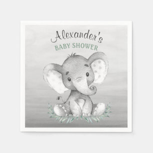 Aquarell-Elefant-Babyparty Serviette