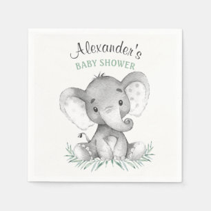Aquarell-Elefant-Babyparty Serviette