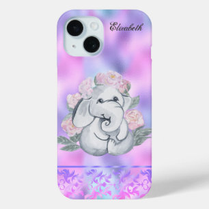 Aquarell Elefant Blumen Holografisch Case-Mate iPhone Hülle