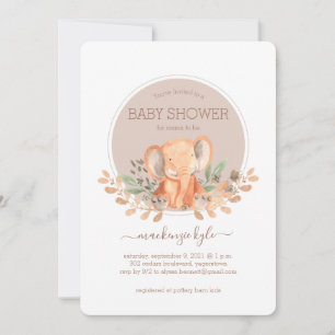 Aquarell Elefant Boho Safari Babyshower Einladung