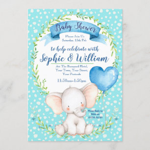Aquarell Elefant-Junge Kinderdusche Einladung