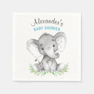Aquarell-Elefant-Jungen-Babyparty Serviette