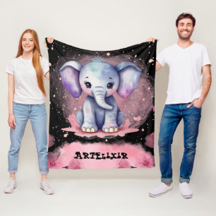 Aquarell-Elefant mit modernem Eleganzdruck Fleecedecke