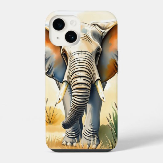 Aquarell-Elefant Nahaufnahme iPhone Hülle (Rückseite)