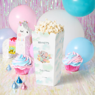 Aquarell-Elefanten-Flugzeug-Baby-Shower Geschenkschachtel