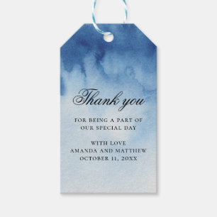 Aquarell elegante blaue nautische Hochzeit Dankesc Geschenkanhänger