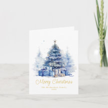 Aquarell Elegante Blaue Weihnachtsbaum