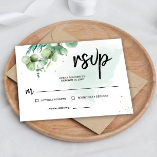 Aquarell Elegante Eukalyptus-Grüne Hochzeits-RSVP RSVP Karte