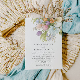 Aquarell Elegante Florale Pastell Hochzeit Einladung