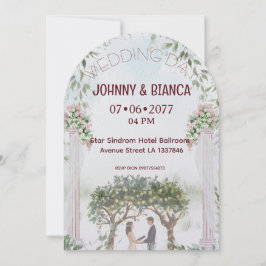 Aquarell-Elegante-Gartenhochzeit Einladung