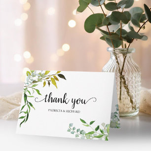Aquarell Elegante Grünpflanzen Hochzeit Danke Karte