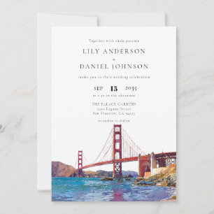 Aquarell-Elegante Hochzeit in San Francisco Einladung