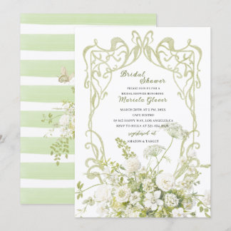 Aquarell Elegante Pastellgrüne florale Hochzeits S Einladung