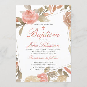 Aquarell Elegante rosa florale Taufe Einladung