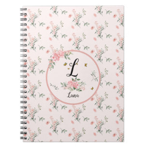 Aquarell Elegante rosa Rosen mit Schmetterlingen Notizblock