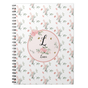 Aquarell Elegante rosa Rosen mit Schmetterlingen Notizblock