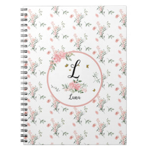 Aquarell Elegante rosa Rosen mit Schmetterlingen Notizblock