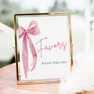 Aquarell Elegante Rosa Schleife Geschenke Schild