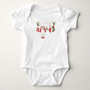 Aquarell Elegante Santa Baby Weihnachten Baby Show Strampler