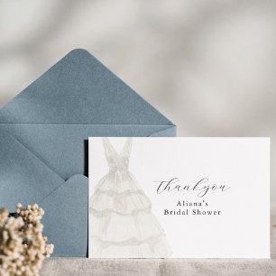Aquarell elegante weißes einfaches Kleid Danke