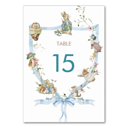 Aquarell Elegante Wildblume Peter Rabbit Table N Tischnummer (Vorderseite)