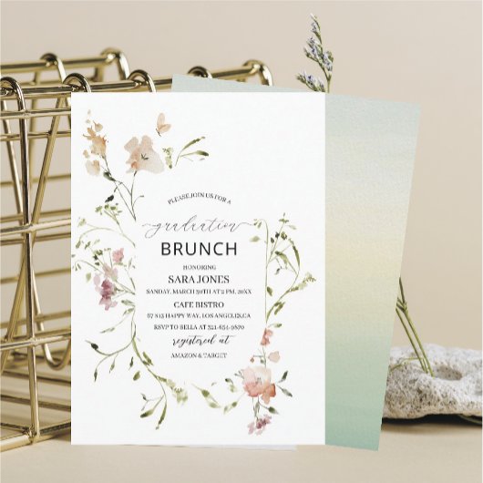 Aquarell Elegante Wildblumen GraduierungEinladung Einladung