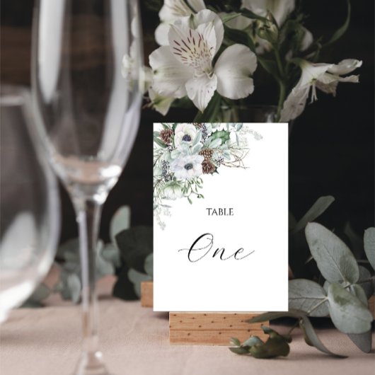 Aquarell Elegante Winter Anemones Blume Tabelle N Tischnummer