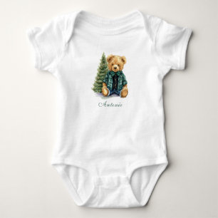 Aquarell Eleganter Santa-Baby-Weihnachts-Babyshowe Baby Strampler