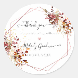 Aquarell Elegantes Herbst-Eukalyptus-Dankeschön Runder Aufkleber