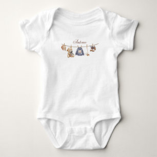 Aquarell-Elegantes-Karomuster-Teddybär-Baby-Party Baby Strampler