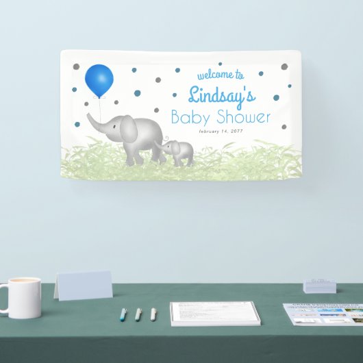 Aquarell Elephant Boy Baby Dusche Willkommen Banner (Messe)