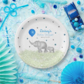 Aquarell Elephants Grüne Baby Boy Dusche Pappteller (Party)