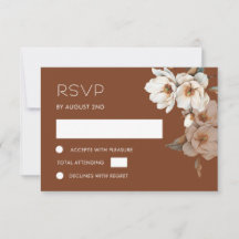 Aquarell Elfenbein Terrakotta Blumen RSVP Karte