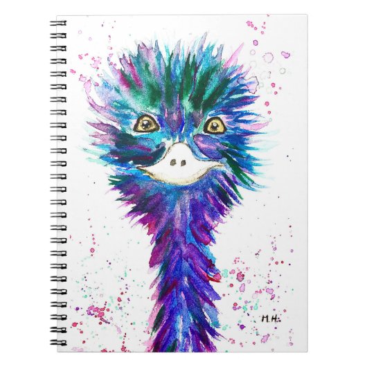 Aquarell-Emu Notizblock (Vorderseite)